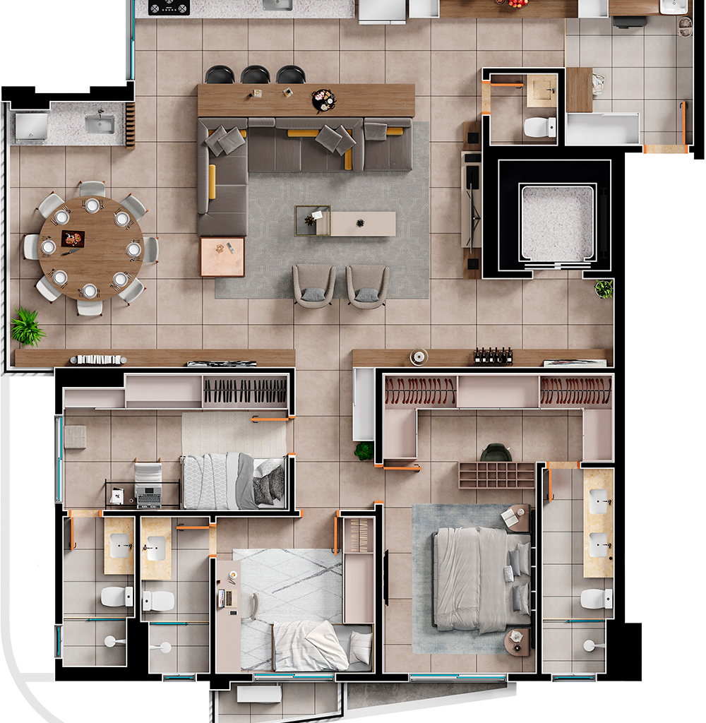 3 Suítes + Elev. Privativo - 140m²